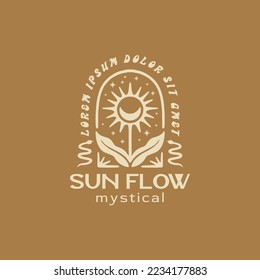 Plantilla de diseño de logotipo místico de flor de sol