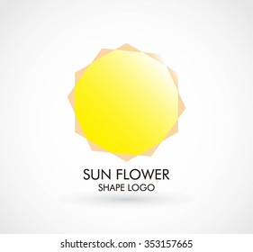 Sun flower of nature light abstract vector and logo design or template floral glossy business icon of company identity symbol concept