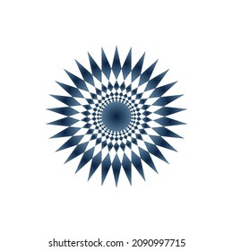 Sun, flower ornament, geometric tattoo element. Stock vector illustration isolated