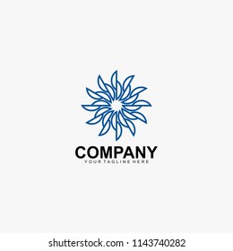 Sun flower outline logo design vector
