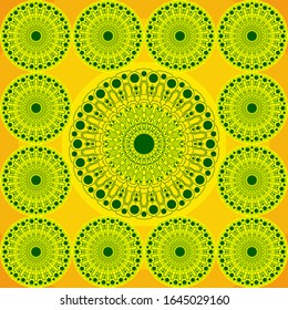 Sun Flower Pattern Arts, Yellow Background, Vector Outline.