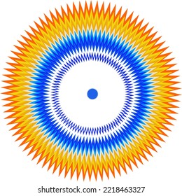 Sonne oder Blume glänzen aus negativem Zentrum