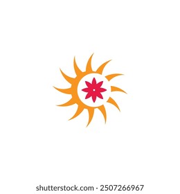 sun and flower simple geometric logo vector 