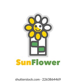 Sun flower simple logo design