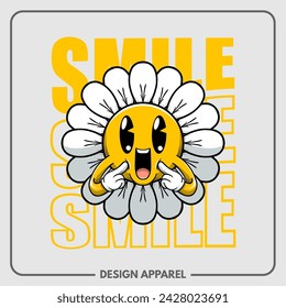 Sun Flower Smile Emoticon Illustration T Shirt and Apparel Printing Design