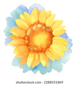 sun flower with style hand drawn digital painting illustration