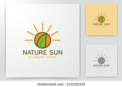 sun, sun flower, sunshine, sunrise and leaf logo Designs Inspiration Isolated on White Background