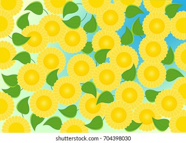 sun flower top view background. vector illustration.