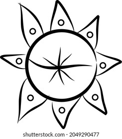 Sun Flower vector illustration in black color