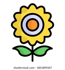 sun flower vector outline colored icon. Modern colored outline symbols. Collection of traditional elements.