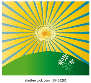 sun with flowers