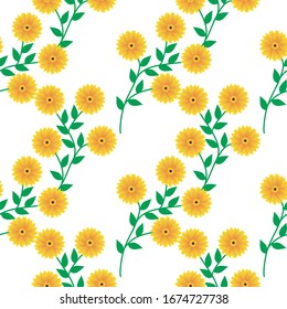 Sun Flowers Background. Floral Background. Seamless Floral Pattern able to print for cloths, tablecloths, blanket, shirts, dresses, posters, papers.
