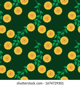 Sun Flowers Background. Floral Background. Seamless Floral Pattern able to print for cloths, tablecloths, blanket, shirts, dresses, posters, papers.