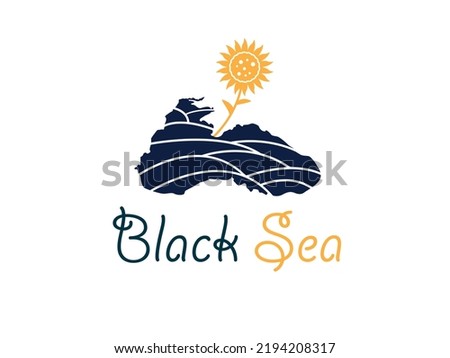 sun flowers black sea vector logo template 