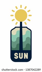 sun flowers flat icon vintage illustration