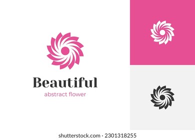 sun and flowers logo icon design. beauty circle floral Vector illustration. Abstract nature logo design