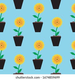 Sun Flowers Seamless Background. Floral Background. Seamless Floral Pattern able to print for cloths, tablecloths, blanket, shirts, dresses, posters, papers.
