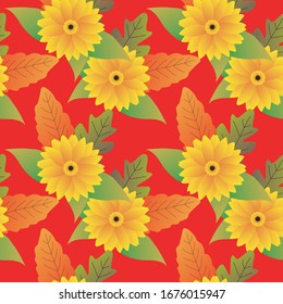 Sun Flowers Seamless Background. Seamless Floral Pattern able to print for cloths, tablecloths, blanket, shirts, dresses, posters, papers.