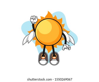 Sun fly cartoon. Mascot Character vector.