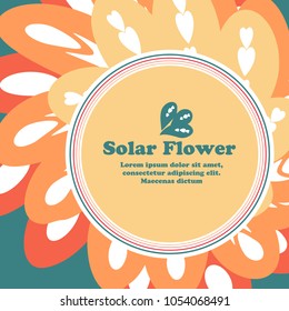 sun in the form of a flower on a background with space for text. Vector illustration
