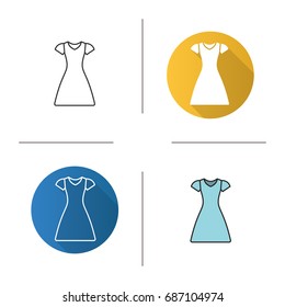 Sun frock icon. Flat design, linear and color styles. Sarafan. Isolated vector illustrations