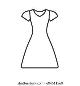 Sun frock linear icon. Thin line illustration. Dress contour symbol. Vector isolated outline drawing