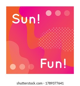 sun fun colorful banner with letteirng vector illustration design