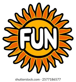 sun fun nature sticker fashion lifestyle trendy vector illustration template design