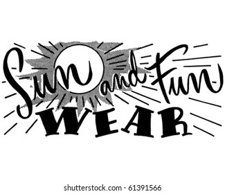 Sun And Fun Wear - Ad Header - Retro Clip Art