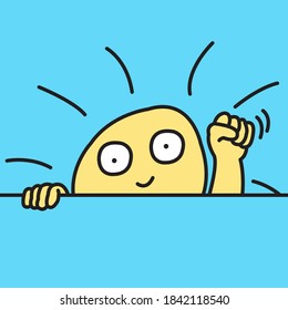 A Sun With Funny Face Shows The Gesture Of Knocking Concept Card Character illustration