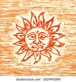 Un sol con una cara divertida. Ilustración vectorial. 