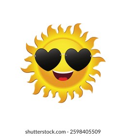 sun with funny shades vector illustration, summer vector art
