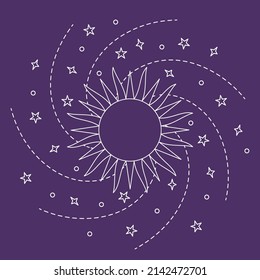 Icono de línea abstracta de sol y galaxia