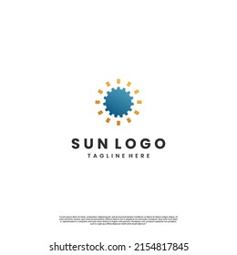 sun with gear logo design icon template