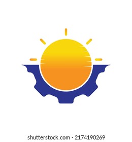 Sun gear vector logo design. Solar panel technology logo concept.