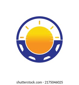 Sun gear vector logo design. Solar panel technology logo concept.