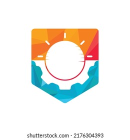 Sun gear vector logo design. Solar panel technology logo concept.