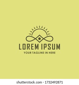 sun geometric mono line logo design template vector, abstract line logo design template