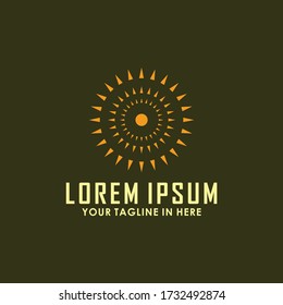 sun geometric mono line logo design template vector, abstract line logo design template