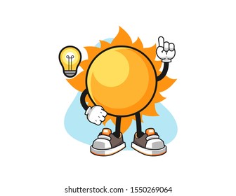 Sun get an idea cartoon. Mascot Character vector.