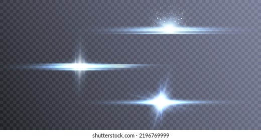 Sun glare light effects set PNG. Bright light effect. Starry solar lighting for vector illustration. Shiny sun effect. Star Vector	