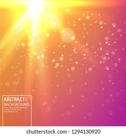 Sun Glare on Soft Orange Background. Abstract Background with Bokeh Effect.