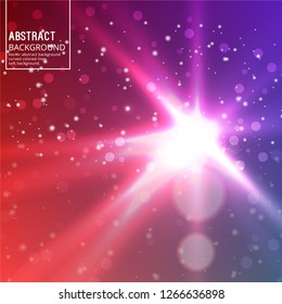 Sun Glare on Soft Red purple Background. Abstract Background with Bokeh Effect.