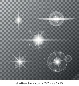 Resplandor del sol en un fondo transparente
