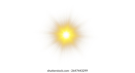 Luz do sol brilho PNG.Golden Flare com raios solares e sobreposição de brilho isolado no fundo transparente para efeitos de luz solar natural na edição de fotos e projetos de design