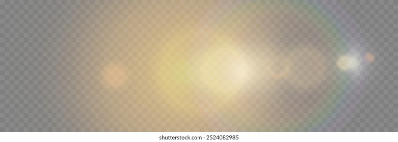 Sun glare, special flash effect. Light explosion and stars.Vector illustration.	