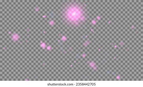 Sun glare. Starry sky. bokeh effect. Splashes of water. Stars. Flare on the camera lens. Glare.  Colorful. For photo and video editing. On a transparent background.