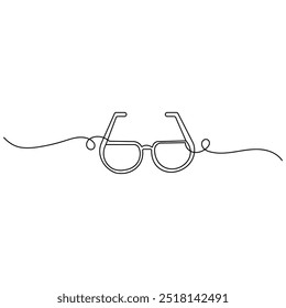 Sun glass continuous one line drawing outline vector icon illustration
