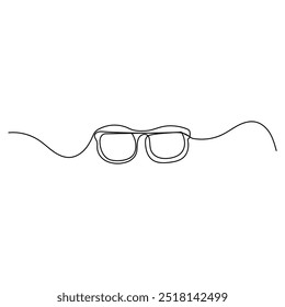 Sun glass continuous one line drawing outline vector icon illustration
