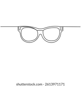 Sun glass continuous one line drawing outline vector illustration	